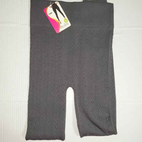 Sofra High Rise Fleece Lined Leggings One Size OS 2-12 Dark Grey Soft Stretch - Picture 1 of 9